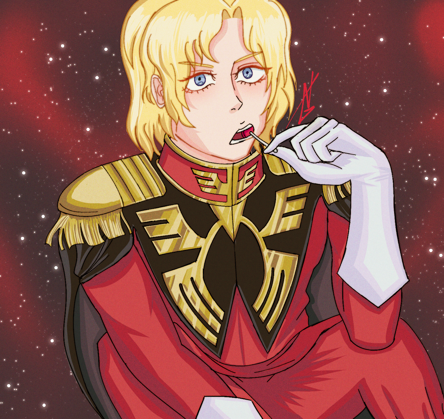 Fanart of Char Aznable from Mobile Suit Gundam.
